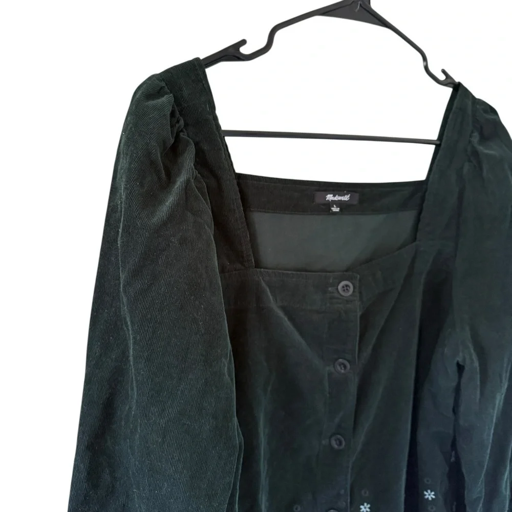 Madewell Embroidered Eyelet Corduroy Tie-Sleeve Top